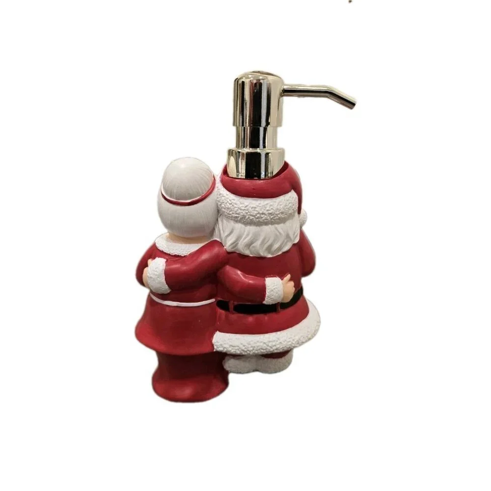 New Christmas Santa Claus W/ Mrs. Claus Holiday Soap Dispenser Decoration
